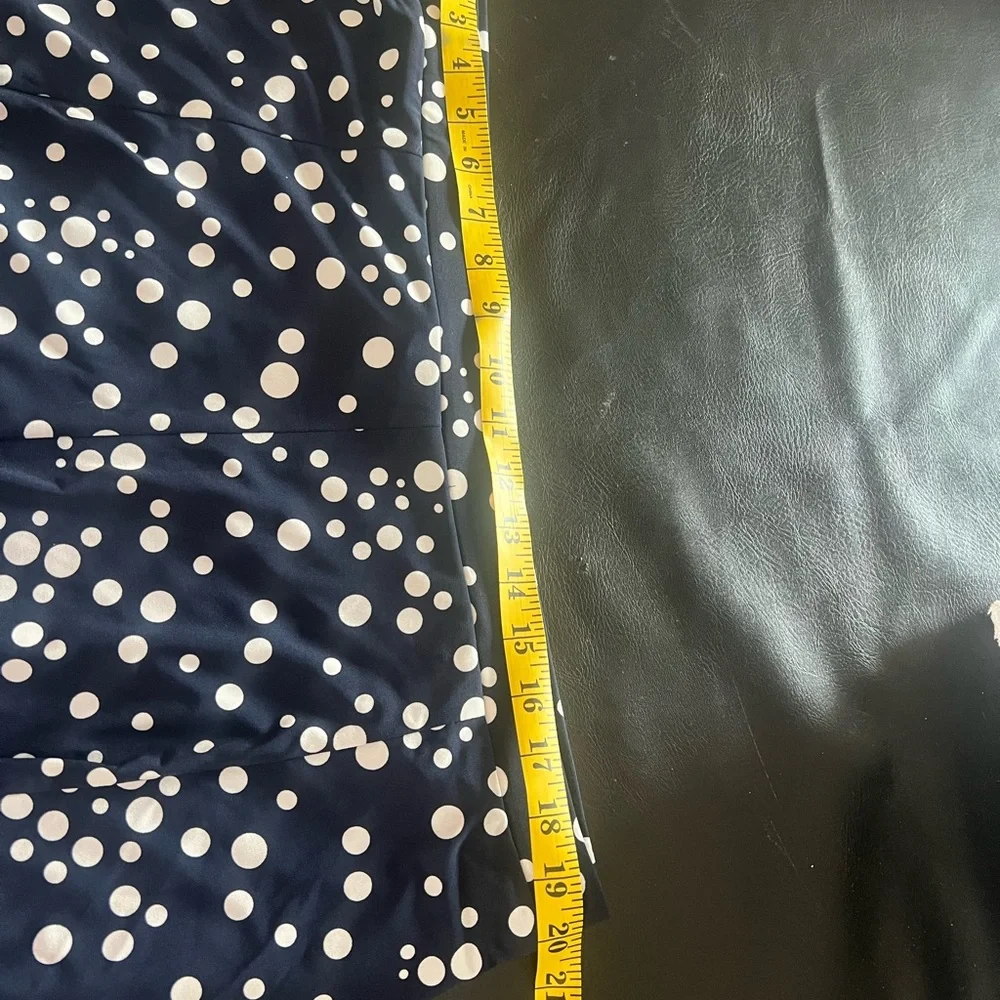 Susan Graver XL skirt flared navy white polka dot packable travel soft
